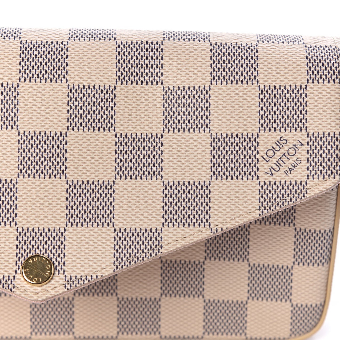 Damier Azur Pochette Felicie Chain Wallet Rose Ballerine