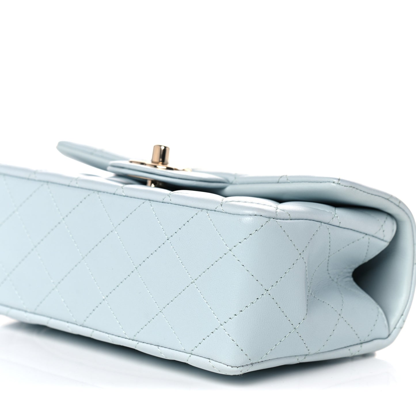 Lambskin Quilted Mini Top Handle Rectangular Flap Light Blue