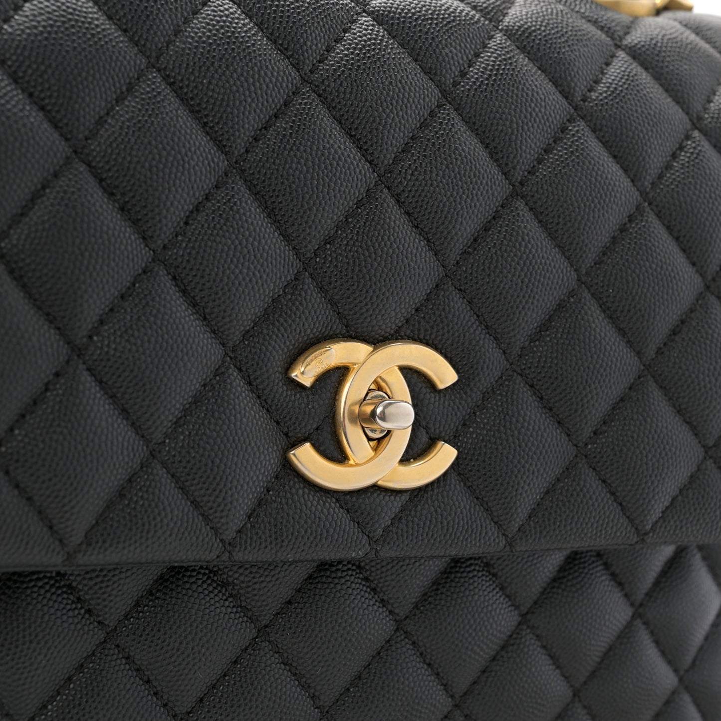 Caviar Quilted Medium Coco Handle Flap Black