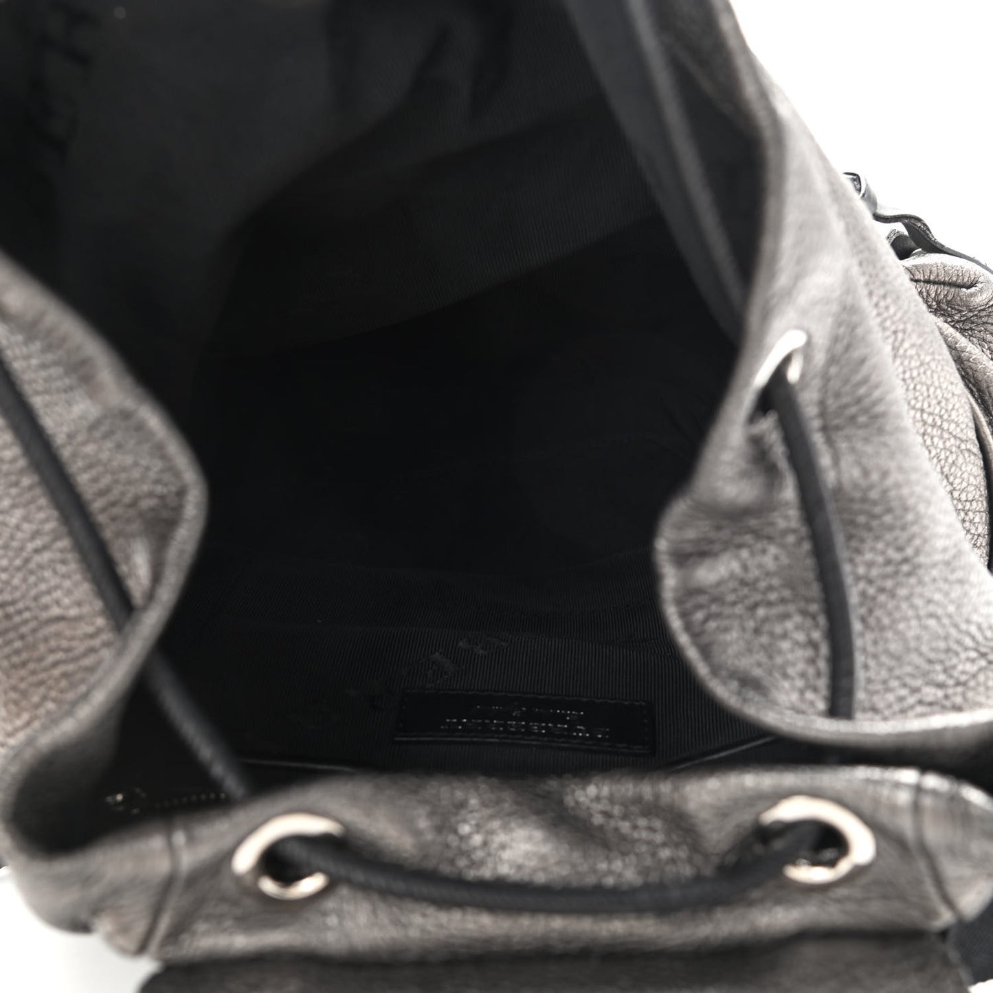 Metallic Deerskin Medium Rucksack Backpack Dark Grey