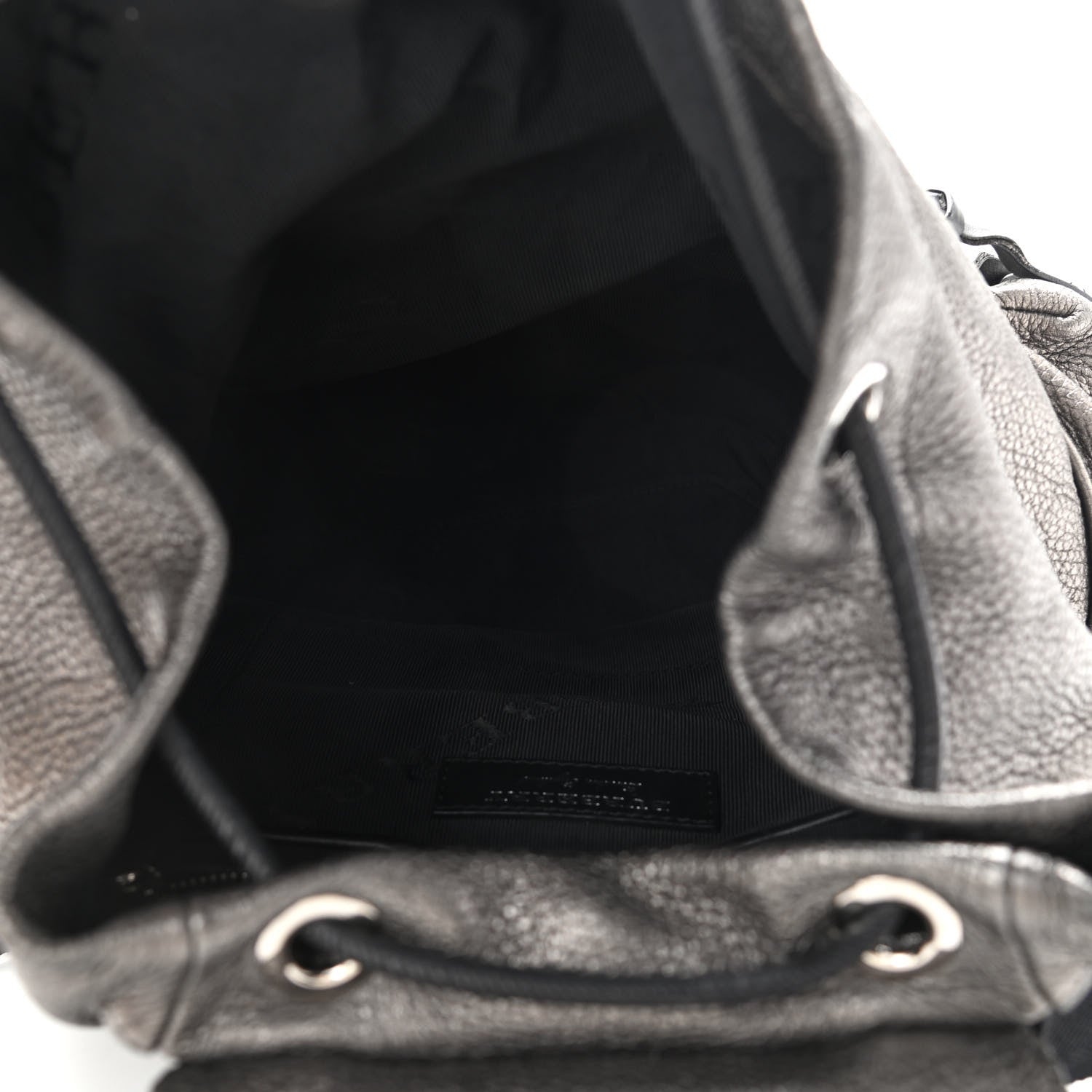 Burberry Metallic Deerskin Medium Rucksack Backpack Dark Grey 5 of 14