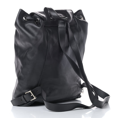 Prada Soft Calfskin Cinch Backpack Black 2 of 8