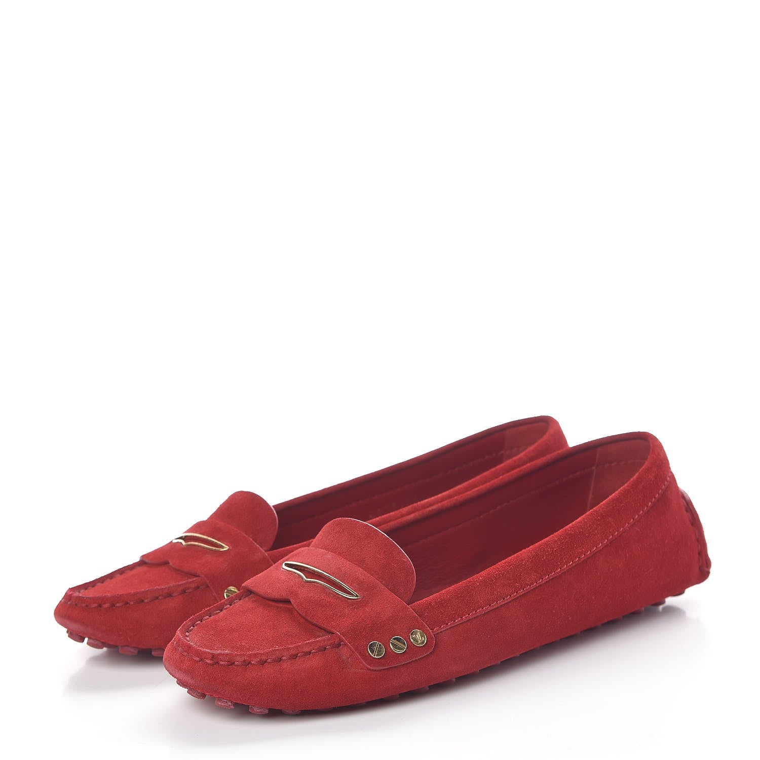Louis Vuitton Suede Travel Moccasin Loafers 39 Rouge 3 of 9