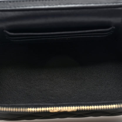 Chanel Shiny Lambskin Quilted Small Metal Wood Top Handle Vanity Case With Chain Black 5 of 11