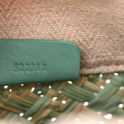 Loewe Iraca Palm Calfskin Anagram Square Pocket Bucket Bag Natural Fresh Mint 7 of 10