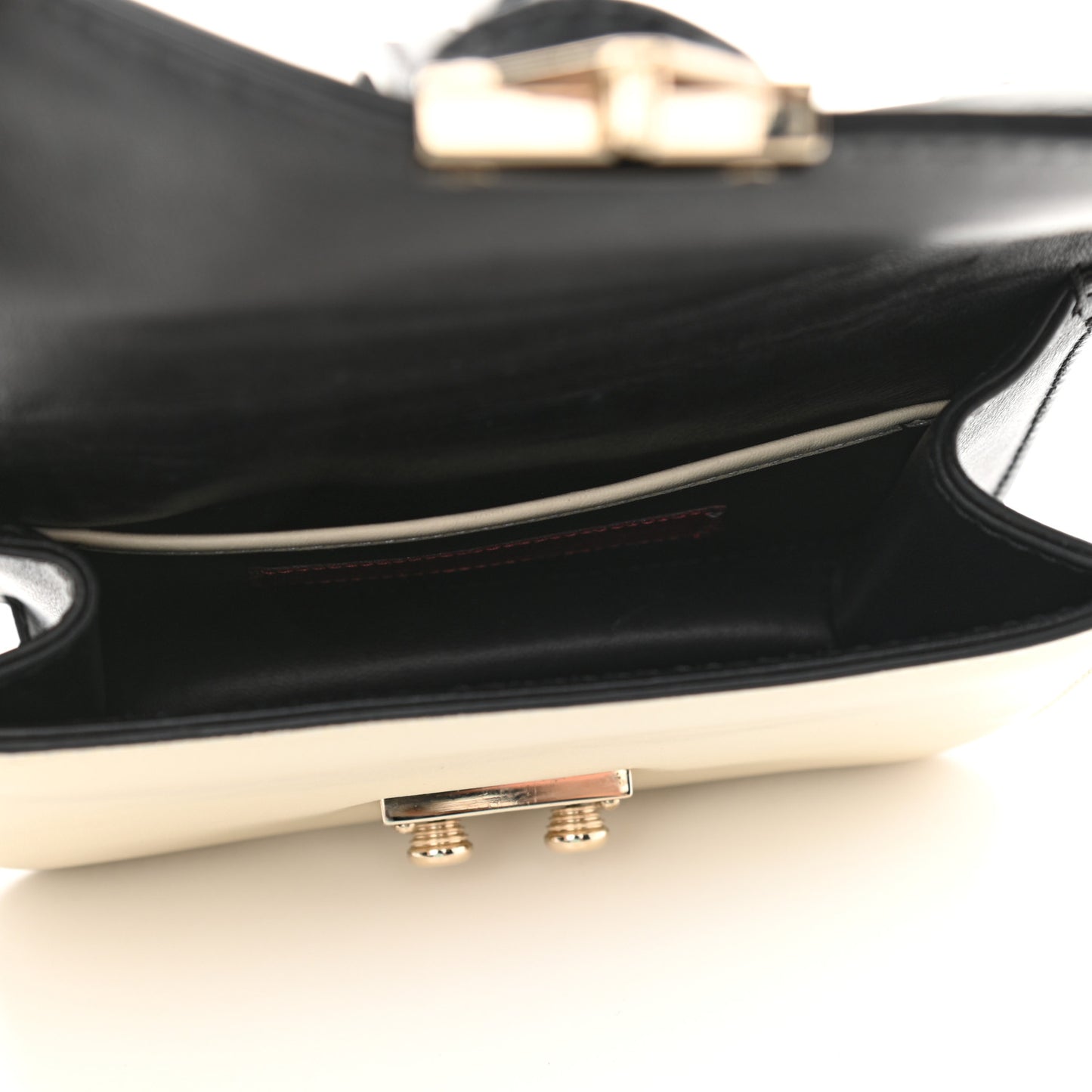 Vitello Mini Glam Lock Rockstud Flap Black Light Ivory