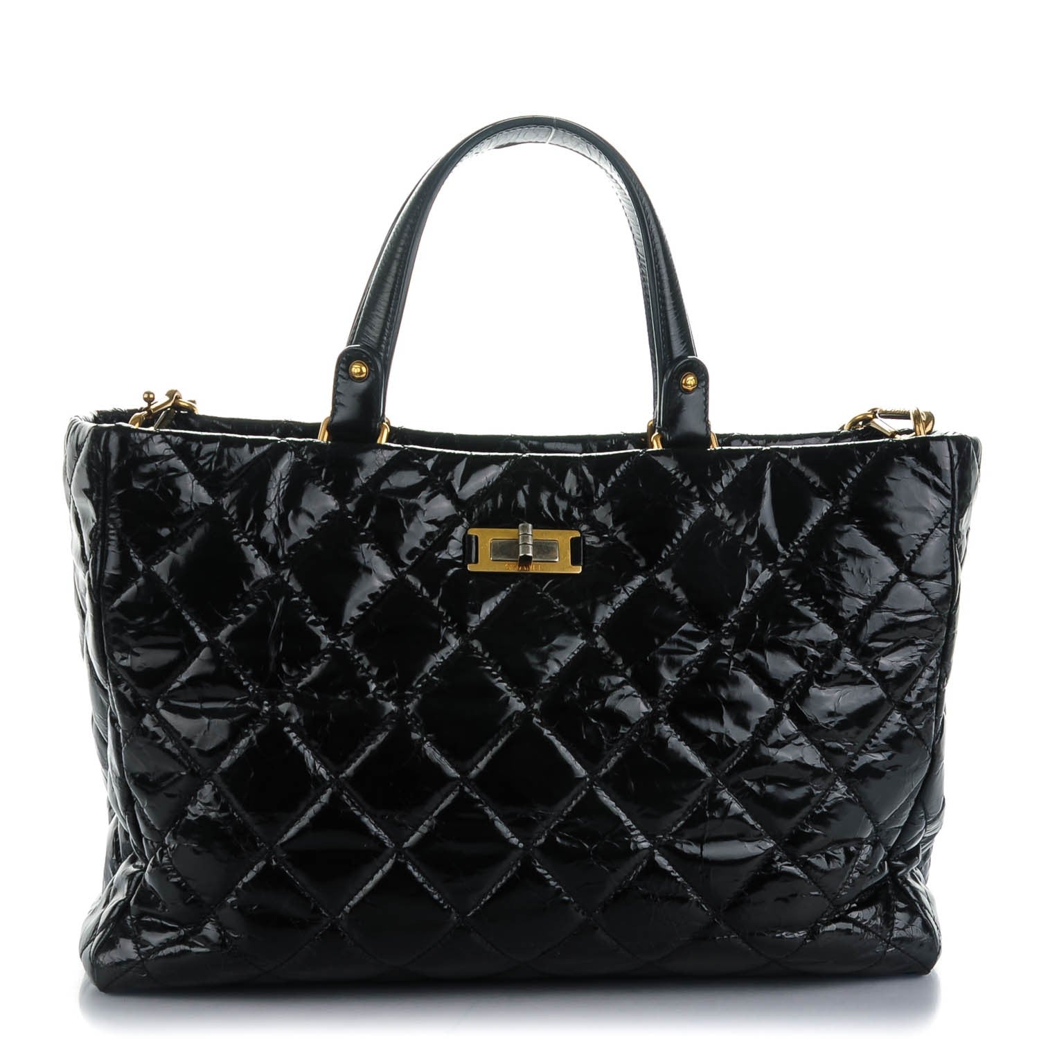 Chanel Glazed Calfskin Quilted Mademoiselle Tote Black 1 of 7