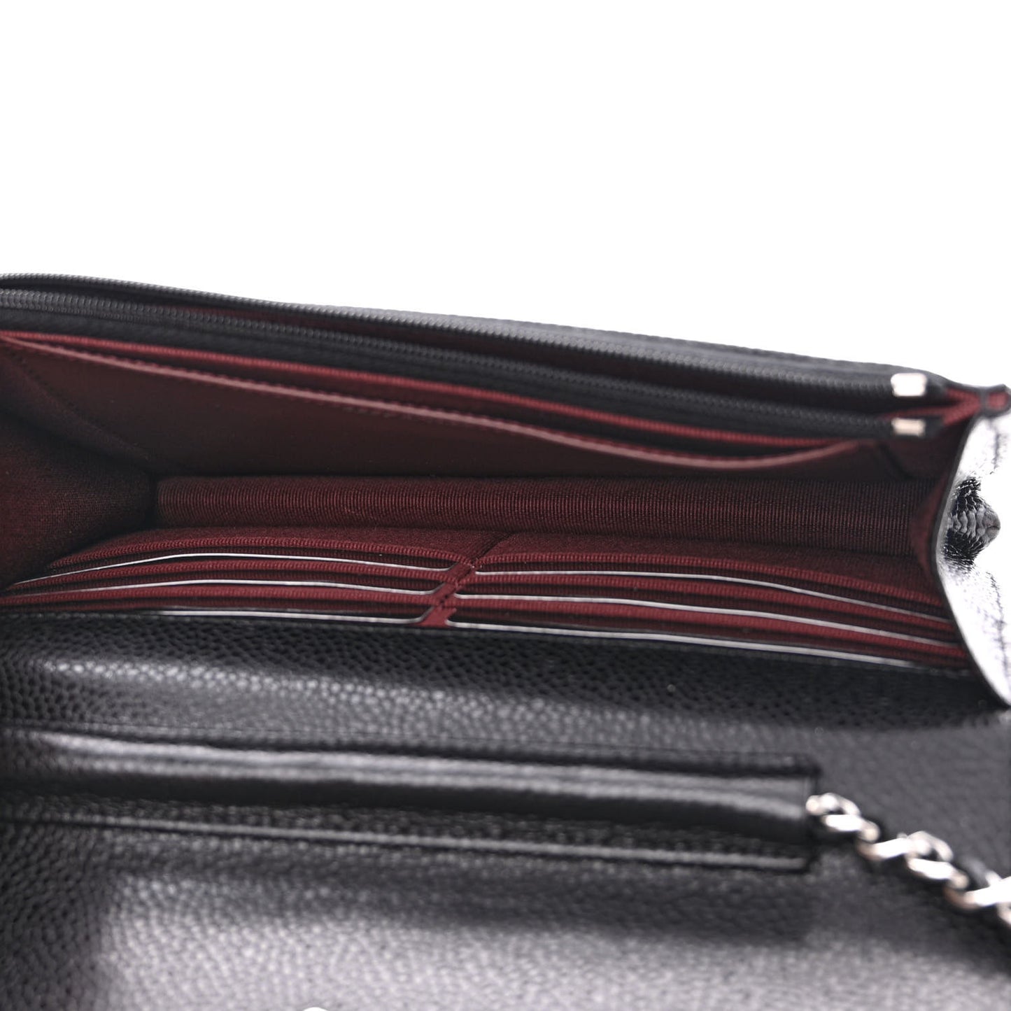 Caviar Quilted Wallet on Chain WOC Black