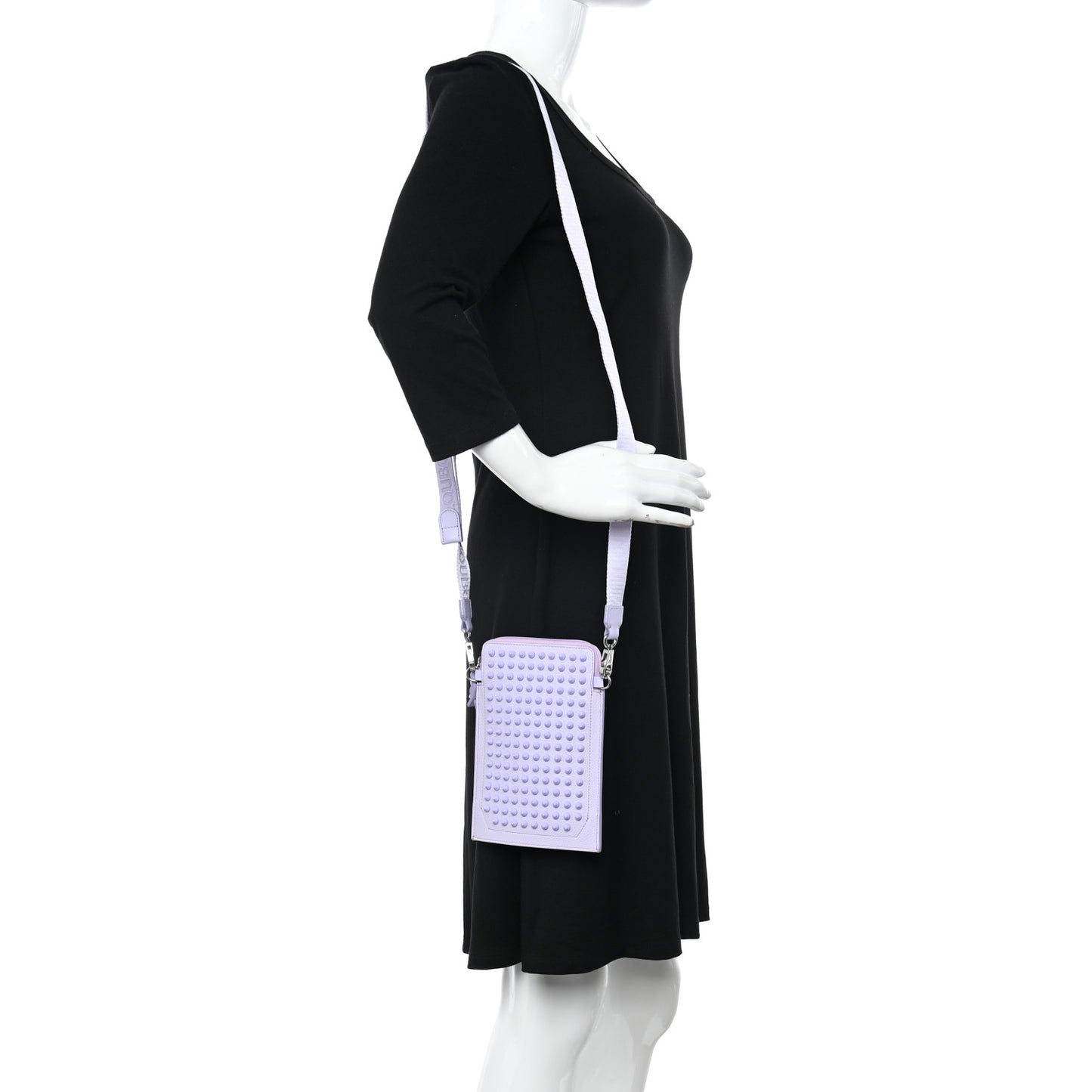 Empire Calfskin Spikes Fluorescent Loubilab Clutch Lilac