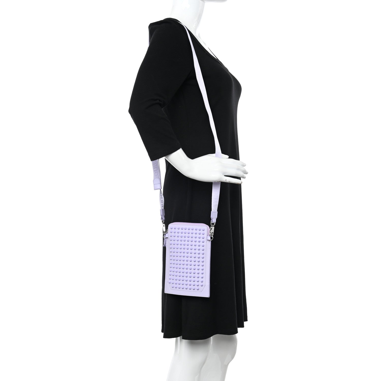 Christian Louboutin Empire Calfskin Spikes Fluorescent Loubilab Clutch Lilac 2 of 9