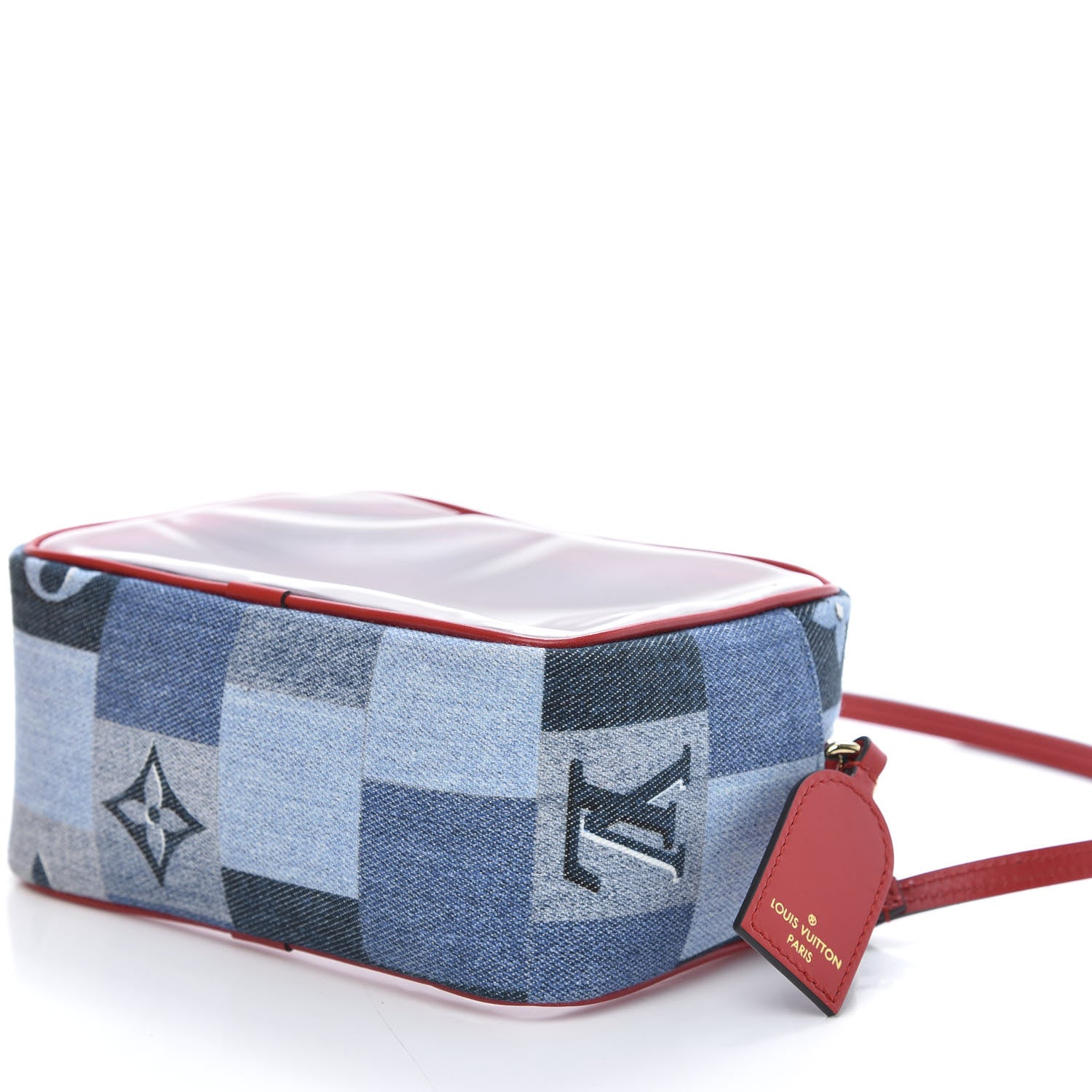 Louis Vuitton Denim Damier Monogram Patchwork PVC Beach Pouch Blue Rouge 7 of 12