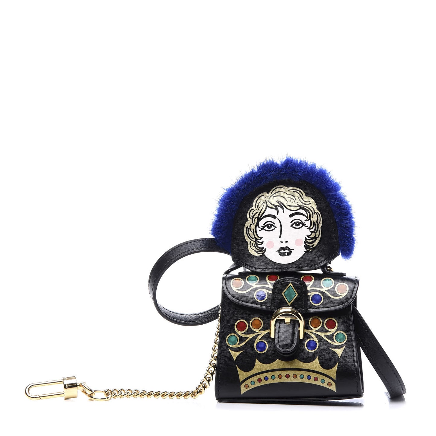 Calfskin Print Byzantine Brillant Charm Strap Black