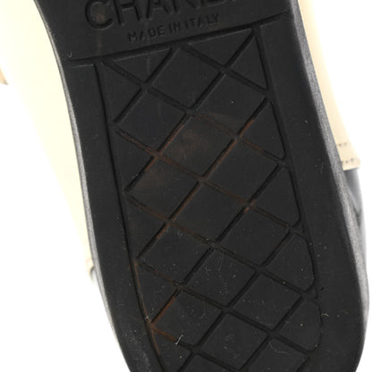 Chanel Lambskin Patent Cap Toe CC Sneakers 39 White Black 8 of 15