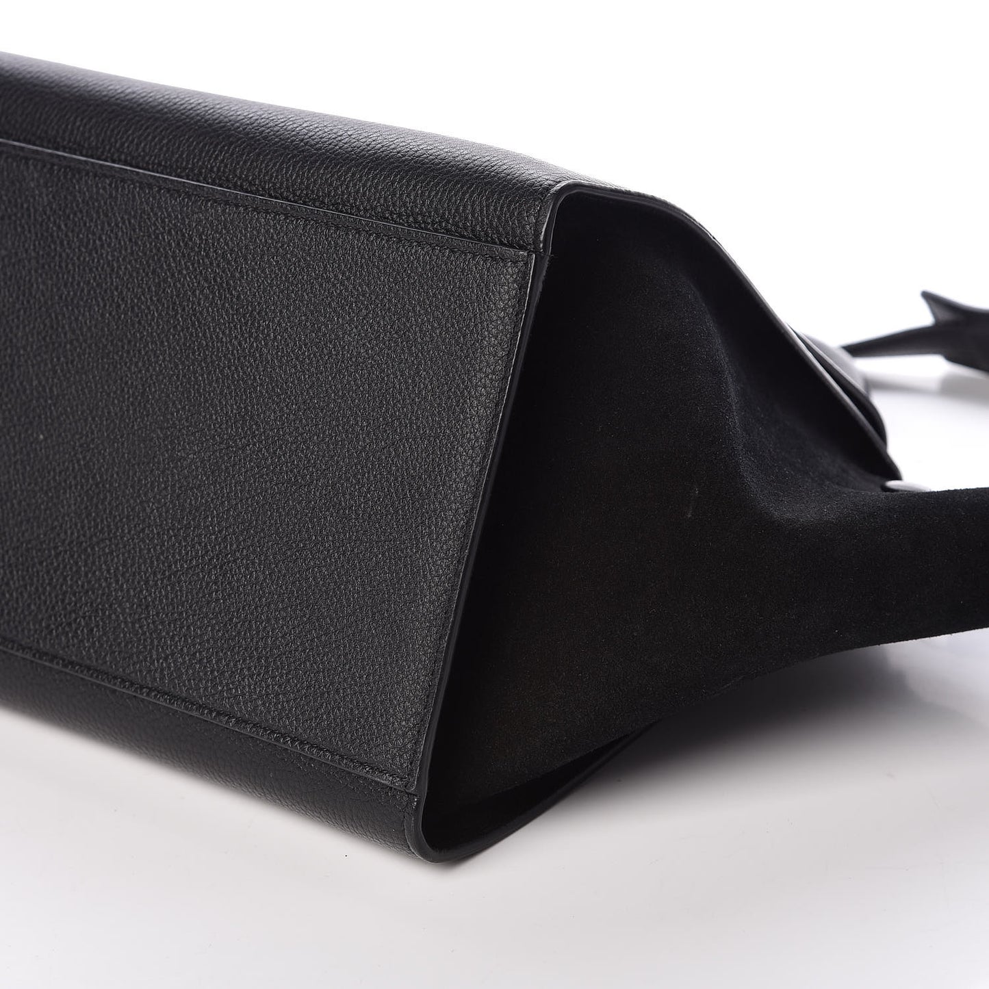 Drummed Calfskin Suede Small Trapeze Black