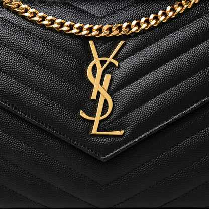 Saint Laurent Grain De Poudre Matelasse Chevron Monogram Chain Wallet Black 8 of 19
