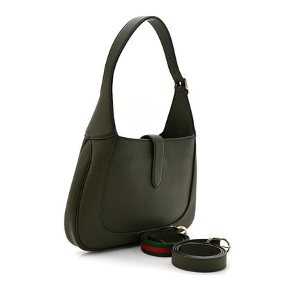 Gucci Grand Prix Calfskin Web Medium Jackie 1961 Hobo Dark Green 3 of 10