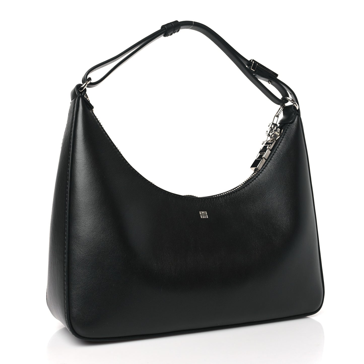 Smooth Calfskin Small Moon Cut Out Shoulder Bag Black