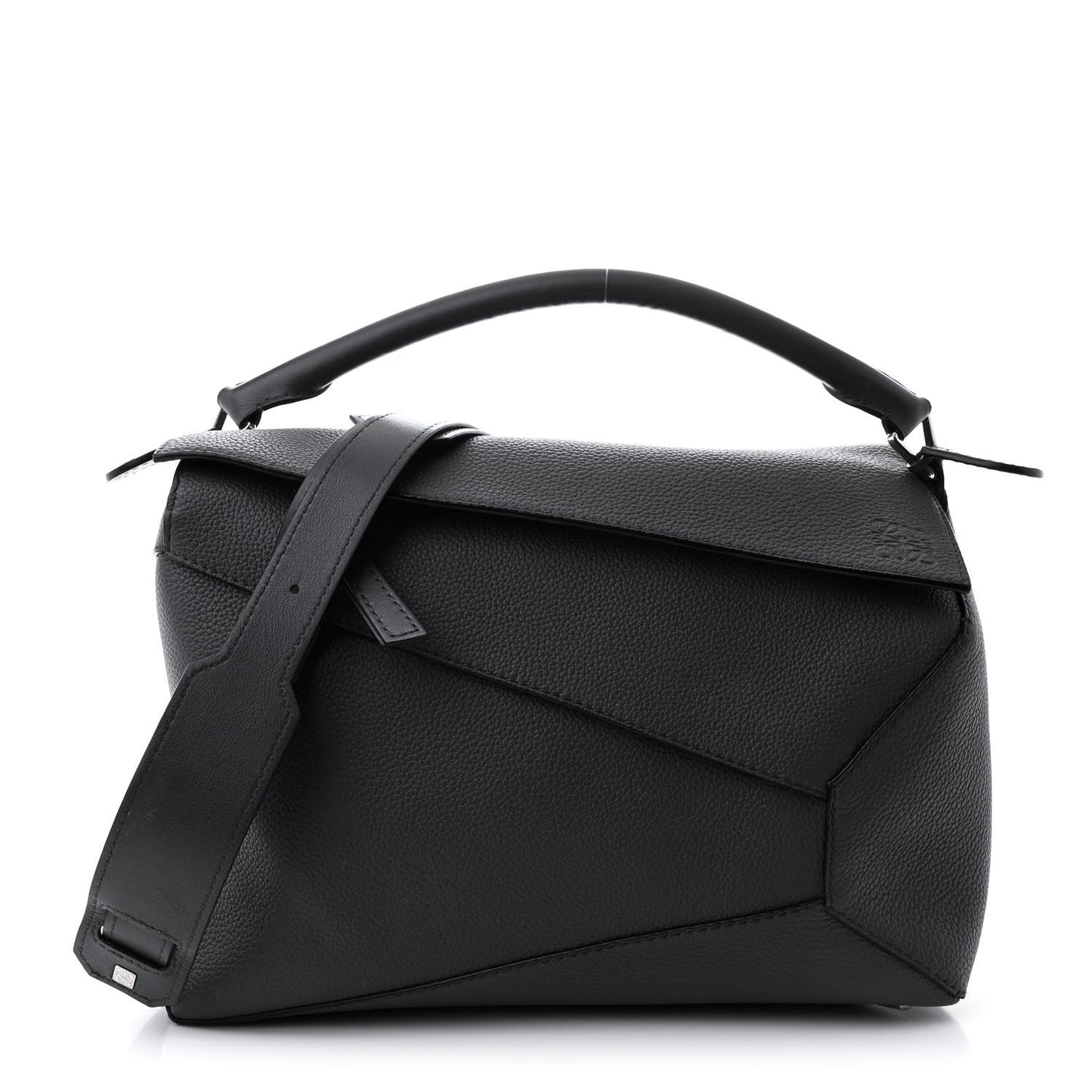 Calfskin Large Puzzle Edge Bag Dark Grey
