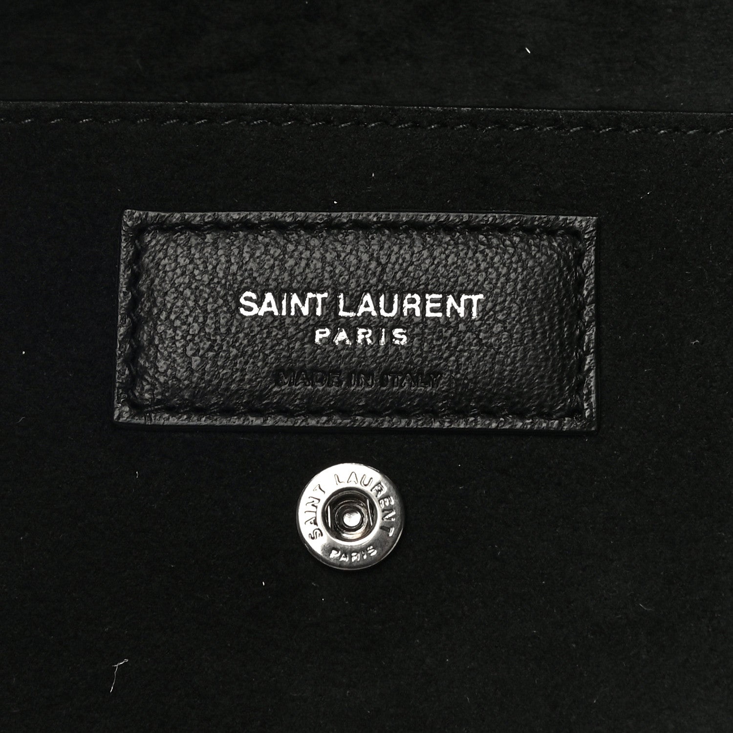 Saint Laurent Canvas Calfskin Teddy Drawstring Shopping Tote White Black 6 of 12