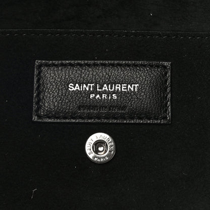 Saint Laurent Canvas Calfskin Teddy Drawstring Shopping Tote White Black 6 of 12