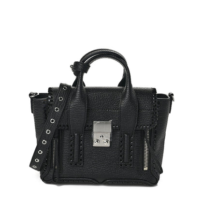 3.1 Phillip Lim Textured Calfskin Mini Whipstitch Pashli Satchel Black 1 of 8