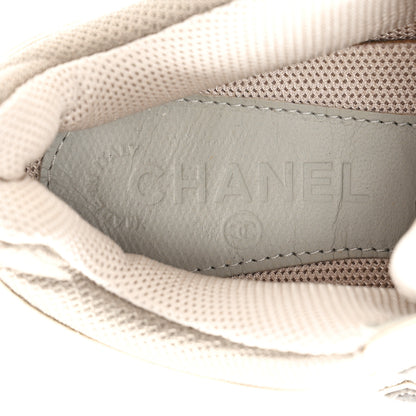 Chanel Mesh Suede Calfskin Womens CC Sneakers 36.5 White Black Beige Gold 7 of 15