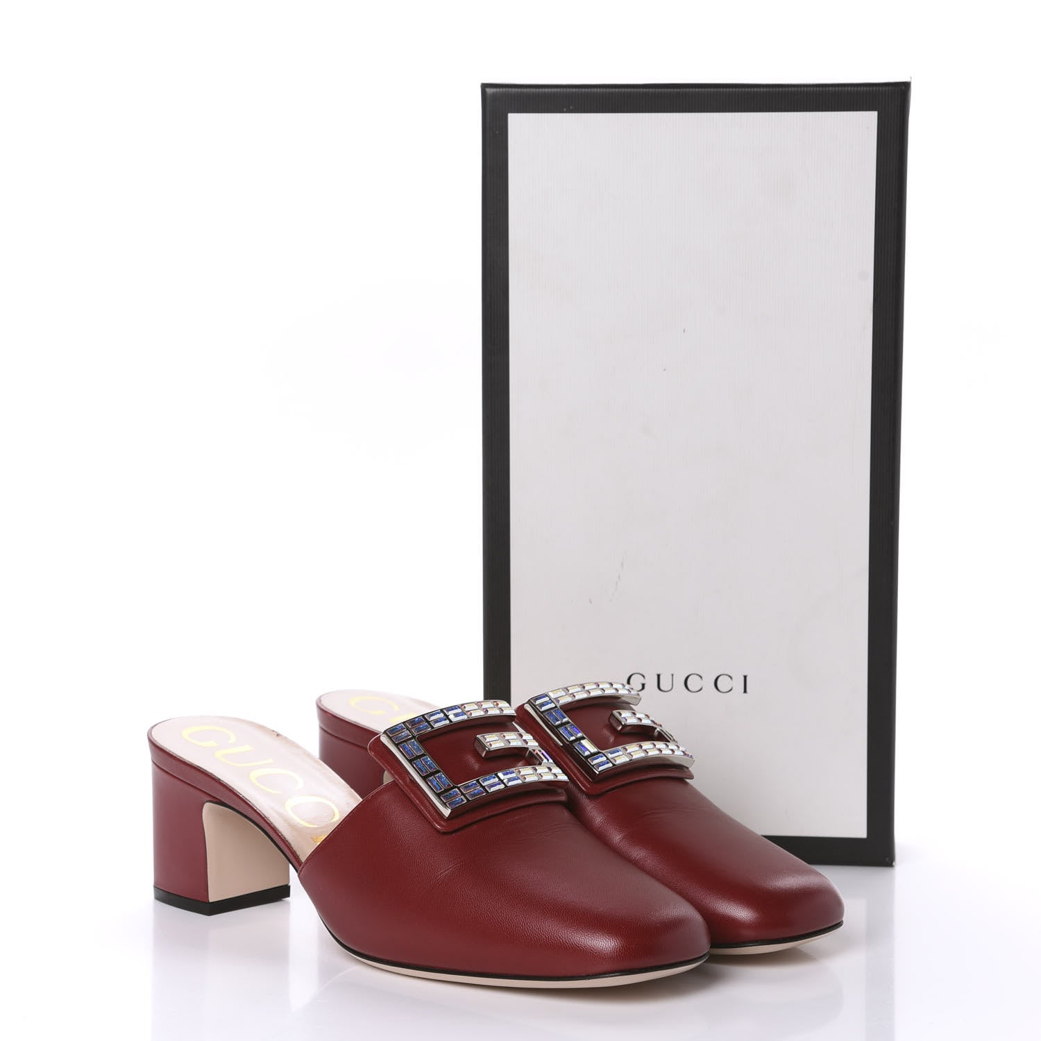 Gucci Malaga Kid Crystal Square G Madelyn Mules 40.5 Romantic Cerise 12 of 12