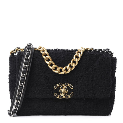 Chanel Tweed Quilted Medium 19 Flap Black 1 of 10