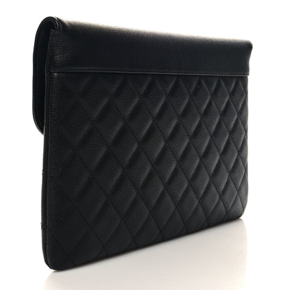 Chanel Grained Calfskin Quilted CC Box Pouch Black 3 of 12