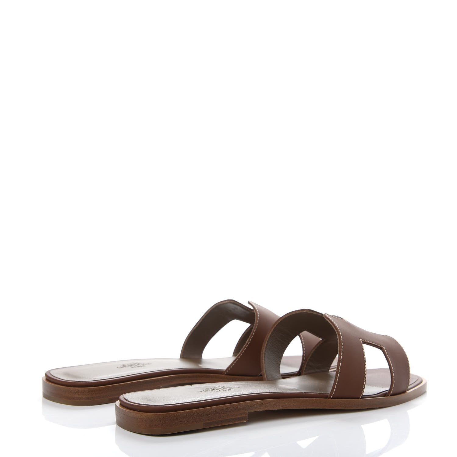 Hermes Box Calfskin Oran Sandals 39.5 Gold 4 of 11