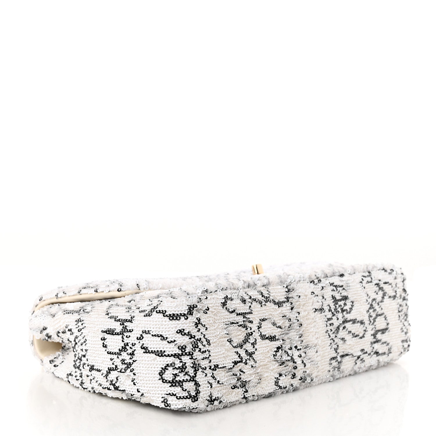 Chanel Sequin Logo Medium Flap White Black 4 of 11