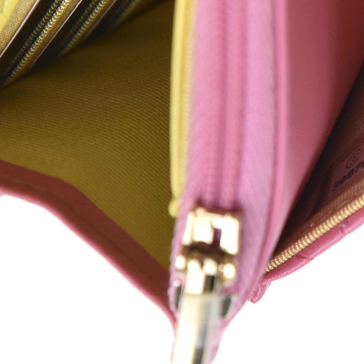 Lambskin Quilted Wallet On Chain WOC Pink Yellow