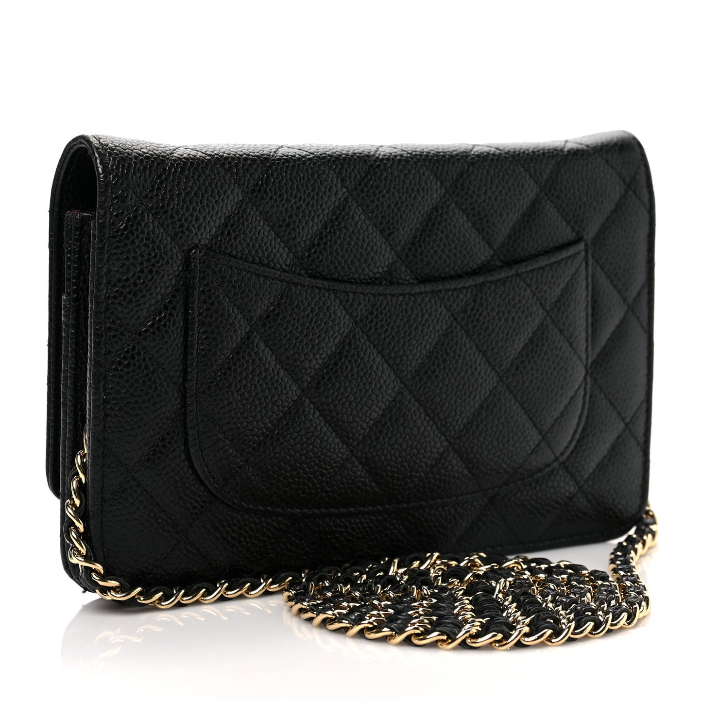 Caviar Quilted Wallet On Chain WOC Black