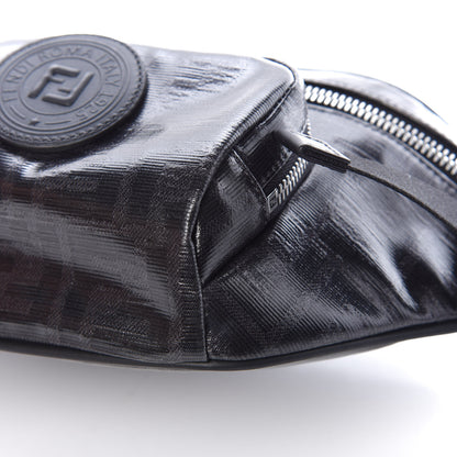 Fendi Glazed Fabric Vitello Century FF 1974 Stamp Patch Pocket Belt Bag Black 10 of 10