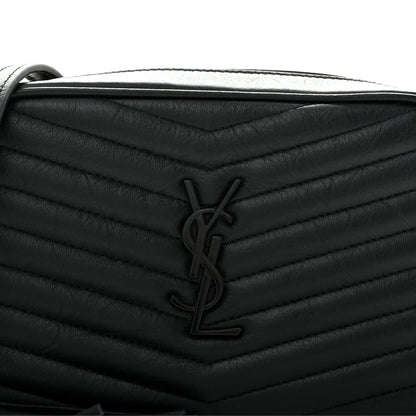 Saint Laurent Calfskin Matelasse Monochrome Monogram Mini Lou Camera Bag Black 8 of 11
