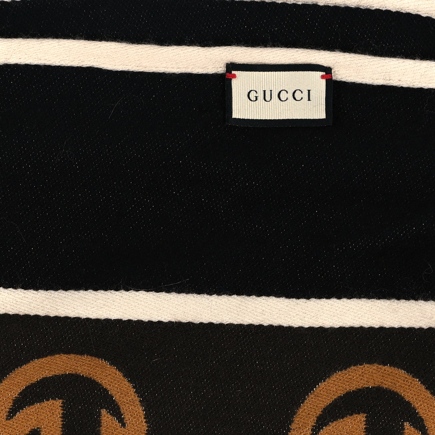 Gucci Wool Cotton Jergy Fringe Scarf Black 3 of 4