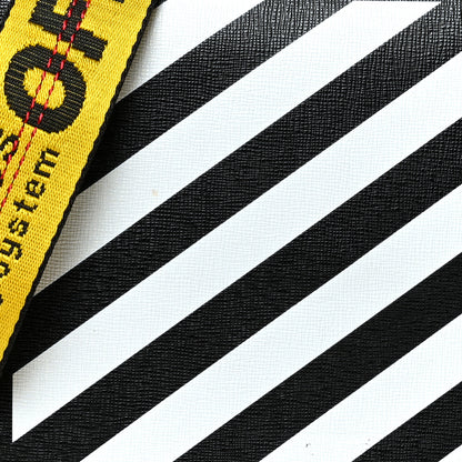 Off-White Saffiano Striped Diag Bag Black White 7 of 10