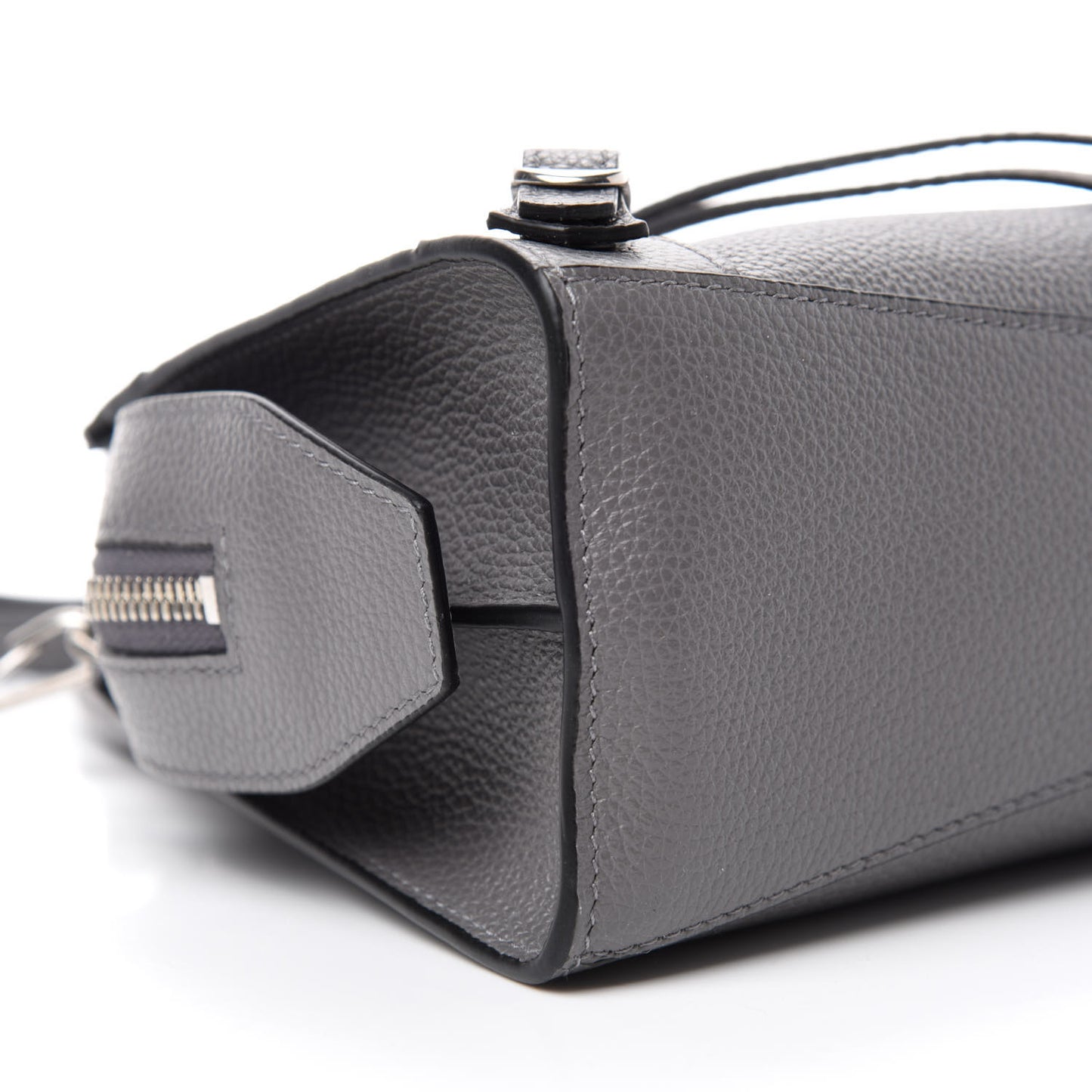 Grained Calfskin Neo Classic Silver Hardware Mini City Dark Grey