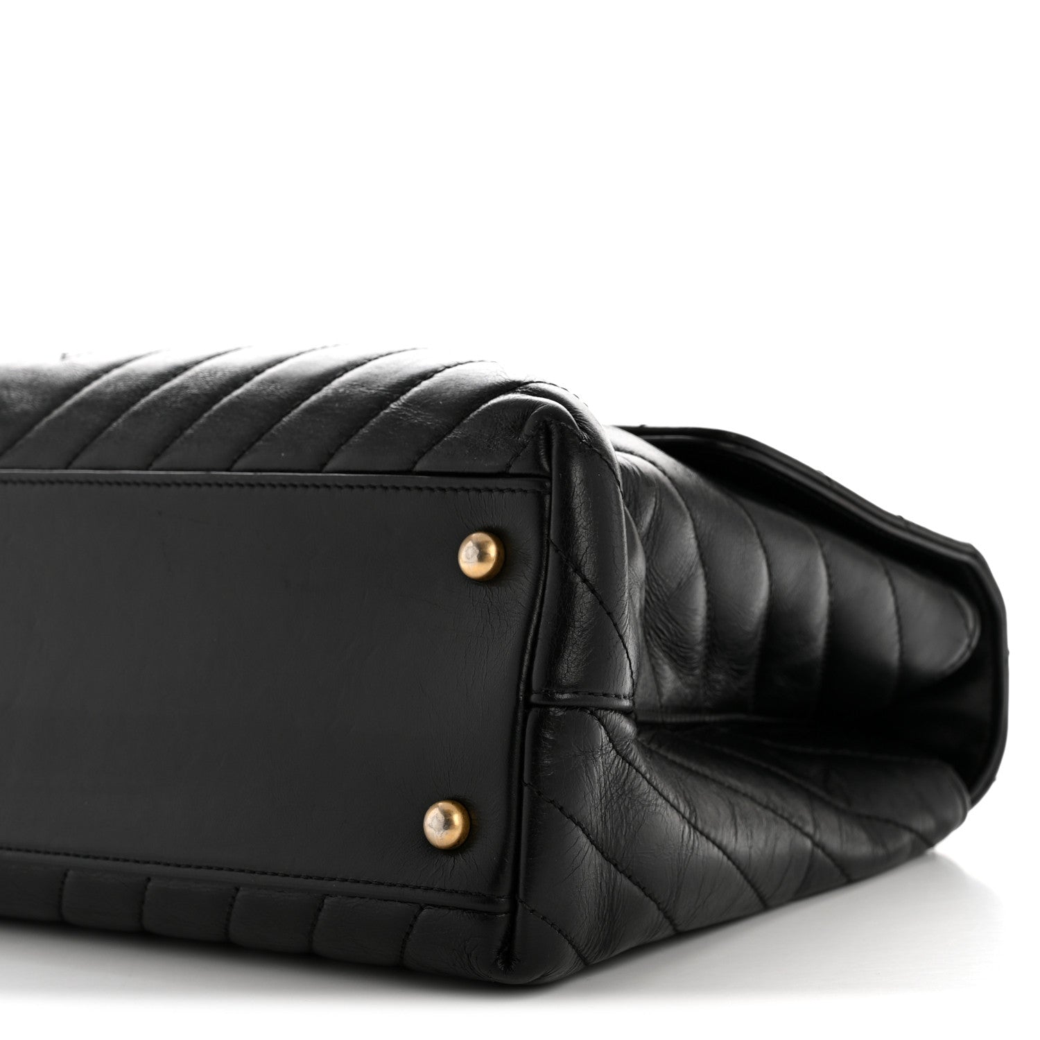 Chanel Calfskin Lizard Chevron Quilted Medium Coco Handle Flap Black 10 of 15