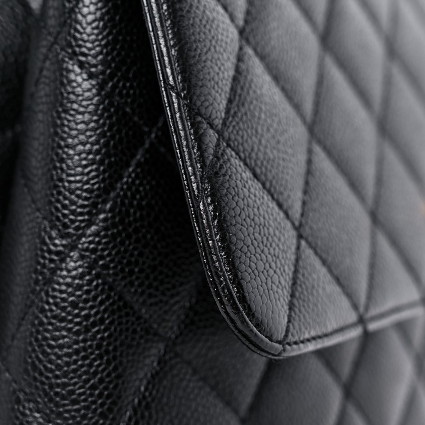 Caviar Quilted Jumbo Kelly Flap Black