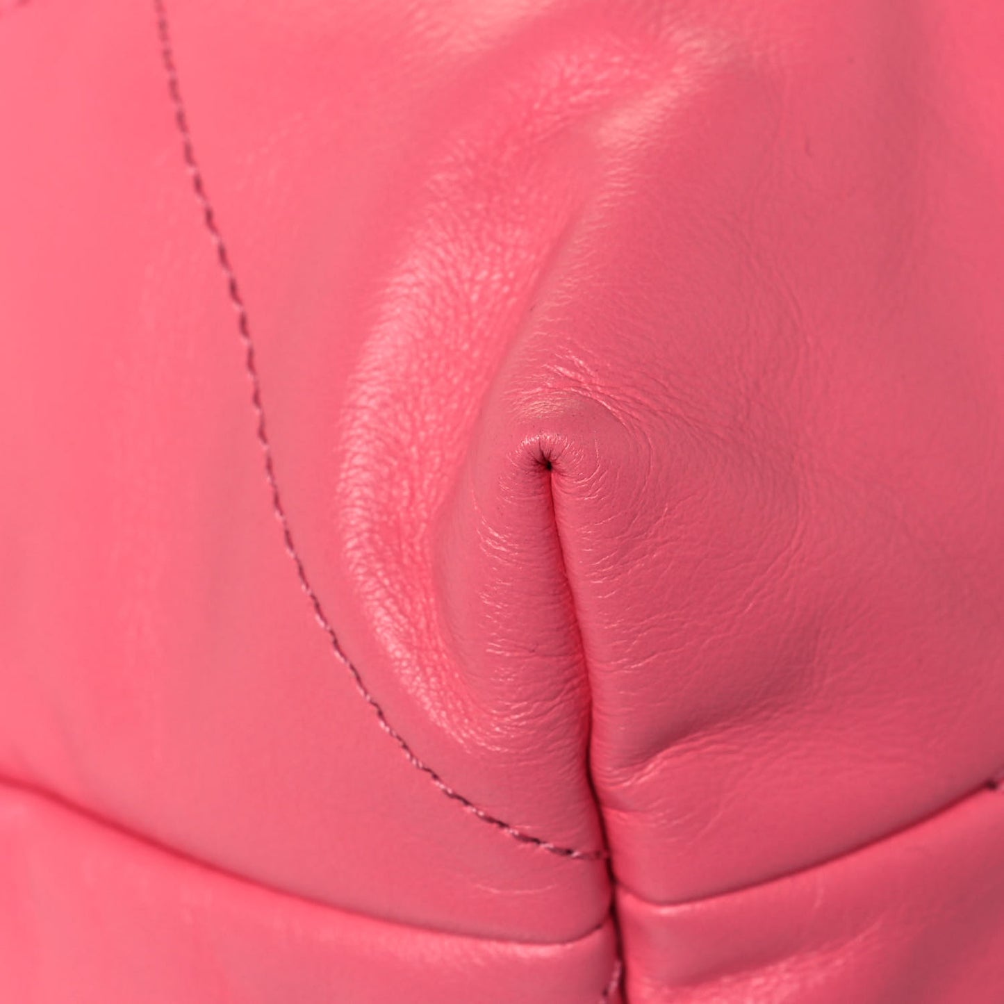 Shiny Calfskin Quilted Chanel 22 Drawstring Bag Coral Pink