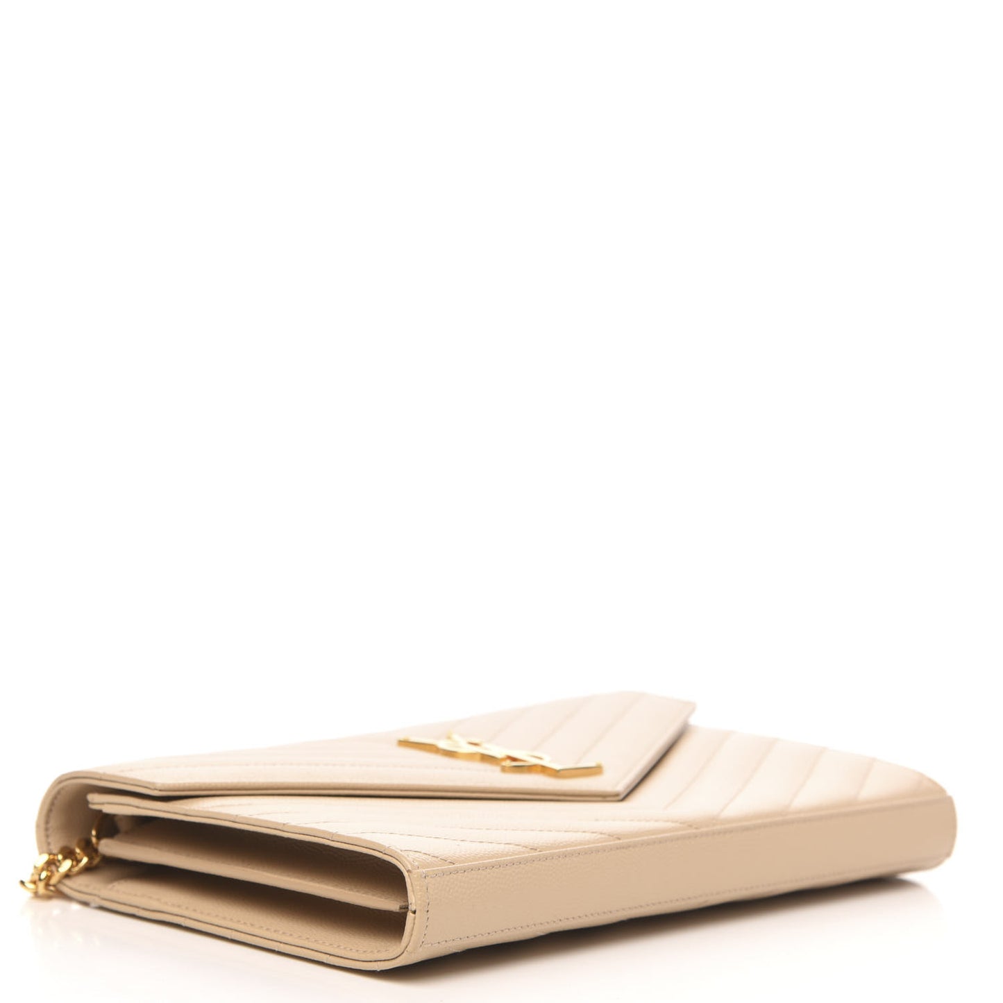 Grain De Poudre Matelasse Chevron Monogram Chain Wallet Nude Powder