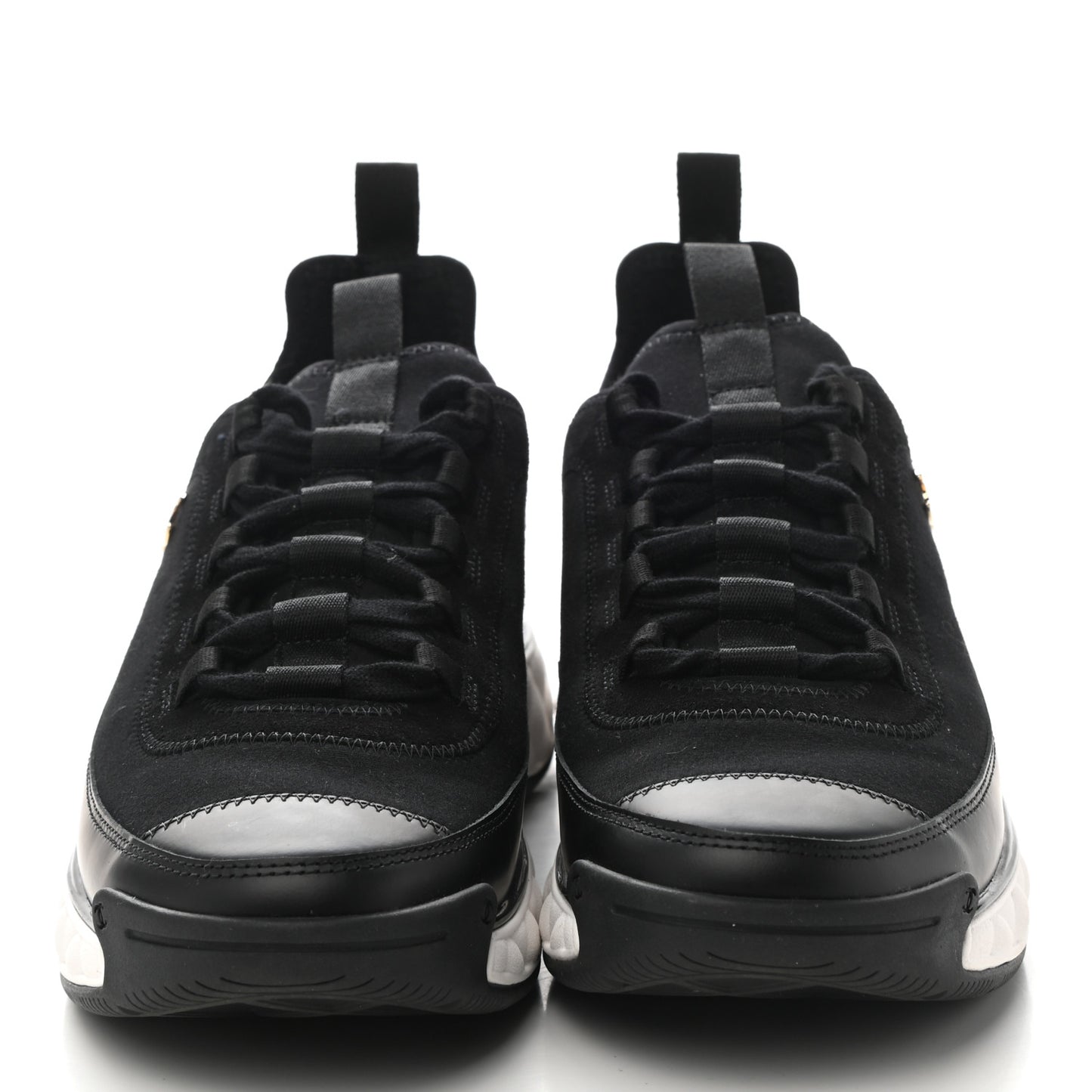 Velvet Calfskin Mixed Fibers CC Sneakers 39.5 Black
