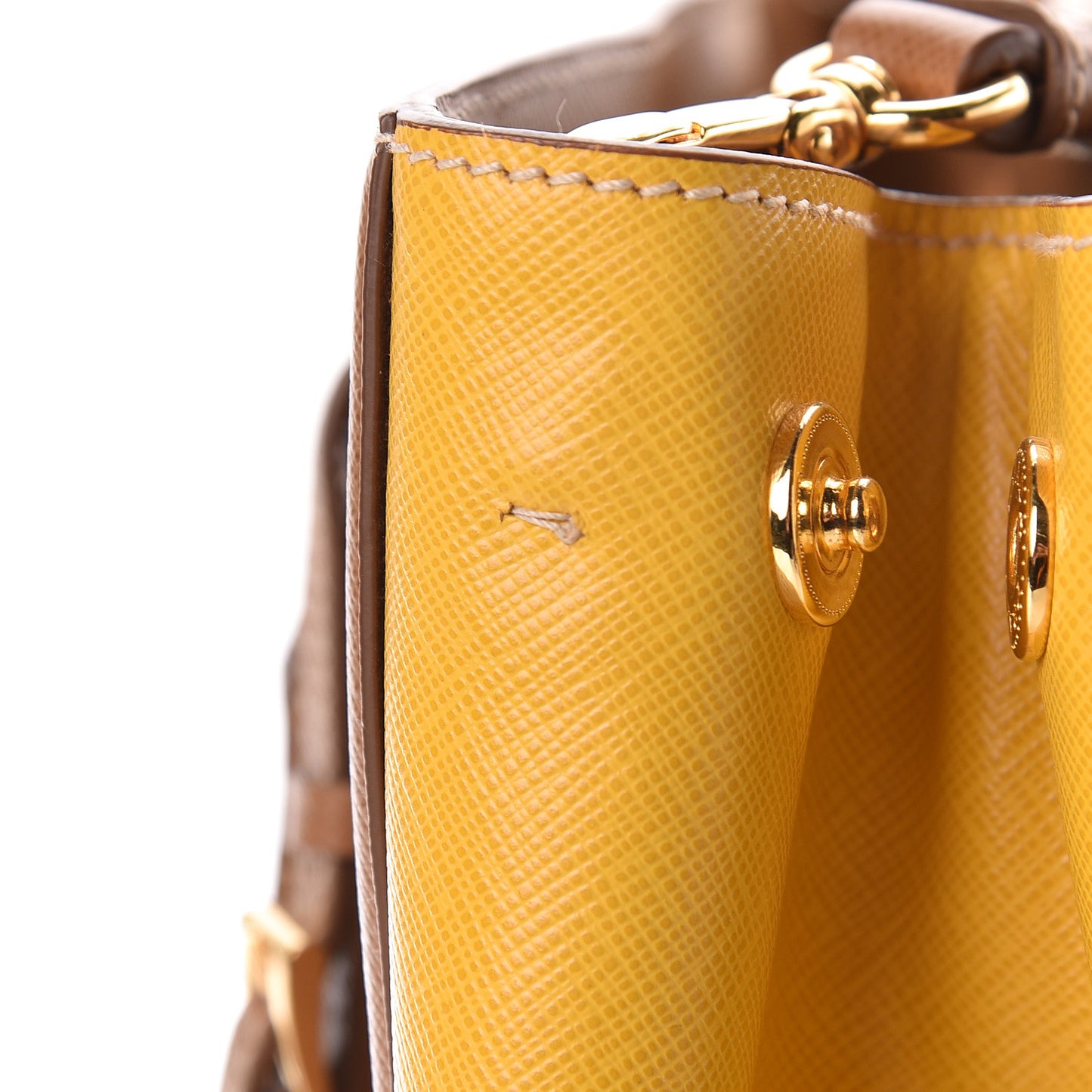 Saffiano Lux Medium Bi-Color Tote Caramel Mimosa