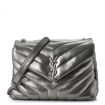 Saint Laurent Metallic Calfskin Y Calfskin Monogram Small Loulou Chain Satchel Dark Grey 1 of 8