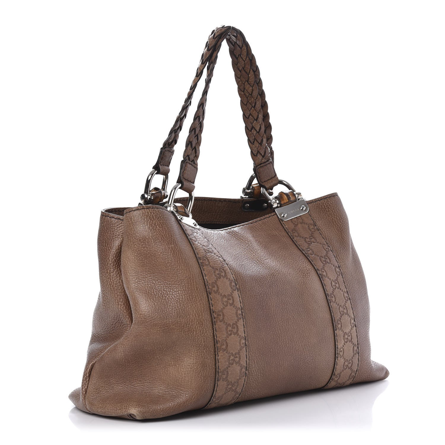 Gucci Calfskin Medium Bamboo Bar Tote Bag Brown 3 of 13