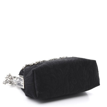 Dolce & Gabbana Satin Lace Crystal Embellished Plexis Glass Chain Clutch Black 4 of 9