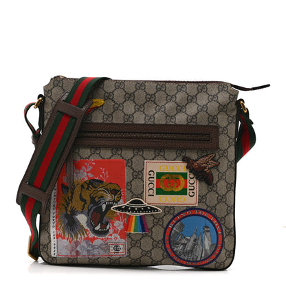 Gucci Soft GG Supreme Monogram Courrier Web Medium Flat Messenger Bag Beige New Acero Multicolor 1 of 11