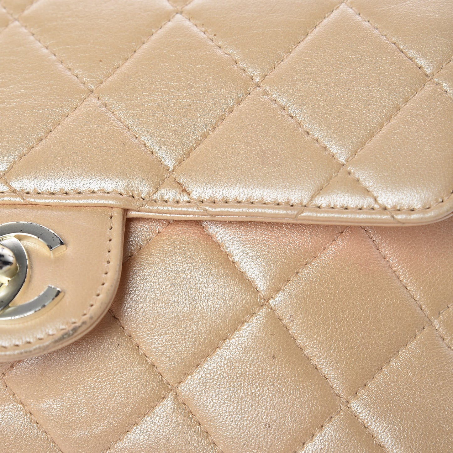 Lambskin Quilted Extra Mini Flap Light Beige