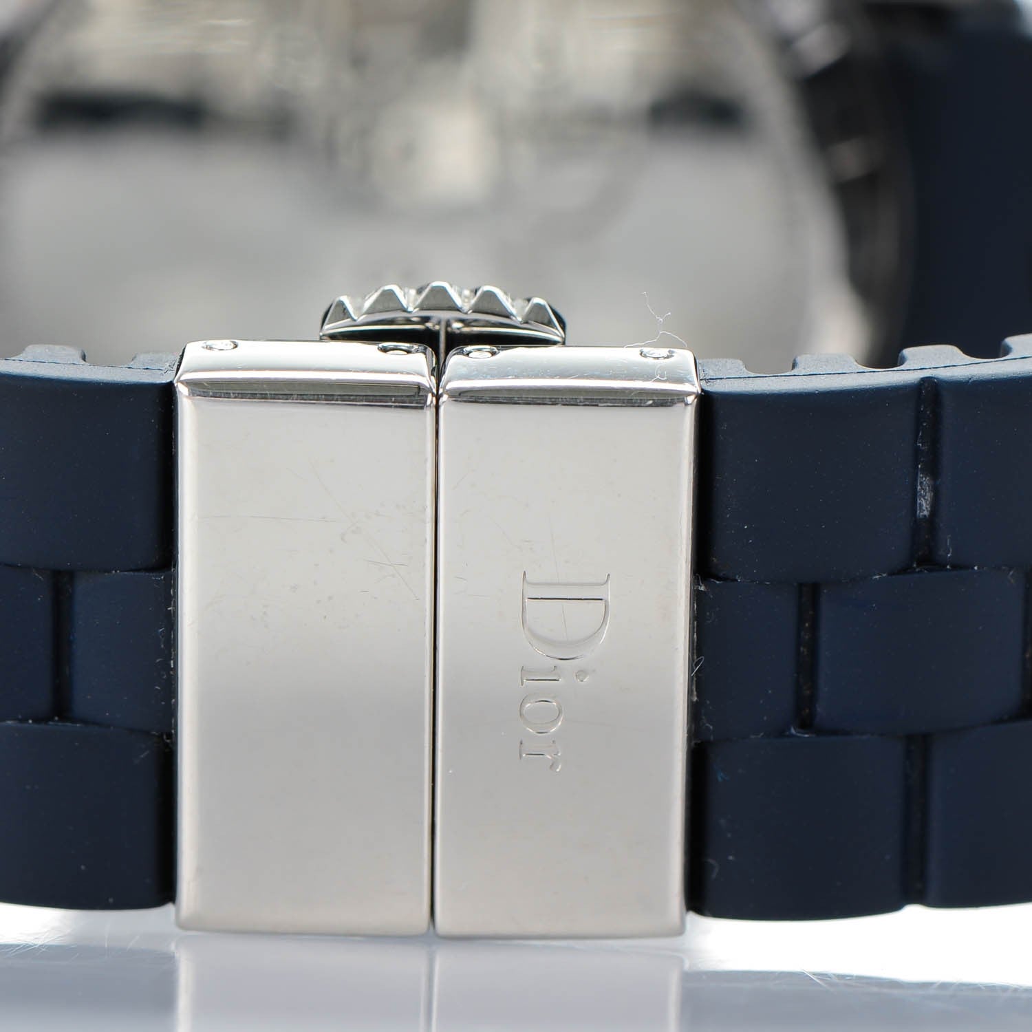 Christian Dior Stainless Steel Rubber Diamond Blue Sapphire 38mm Christal Chronograph Quartz Watch Blue 5 of 8